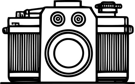 Photography Camera on a white background.Vector illustration ready for vinyl cutting.のイラスト素材
