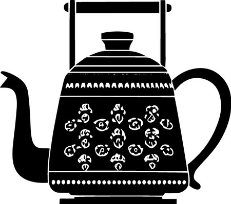 Teapot with a pattern on a white background. Vector illustrationのイラスト素材