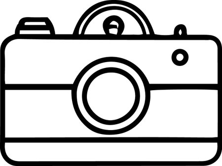 Black line Photo camera icon isolated on white background. Vector Illustrationのイラスト素材