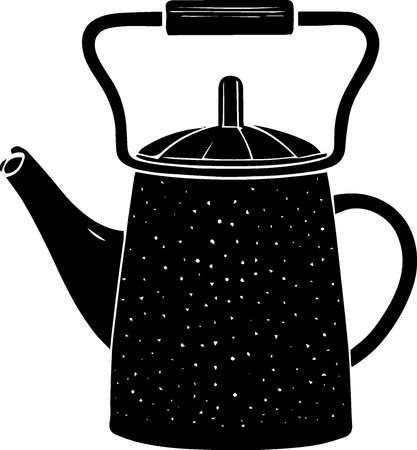 Black and White Illustration of a Teapot Silhouetteのイラスト素材