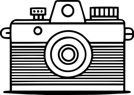 Vintage Camera - Vector Illustration, Isolated On White Backgroundのイラスト素材
