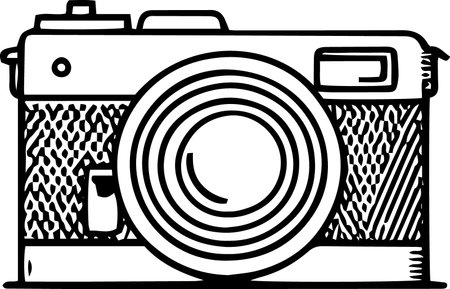 Vintage Camera on a white background.Vector illustration ready for vinyl cutting.のイラスト素材