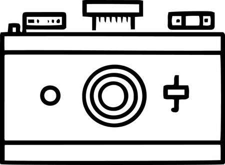 Outline camera icon isolated on white background. Vector Illustration.のイラスト素材