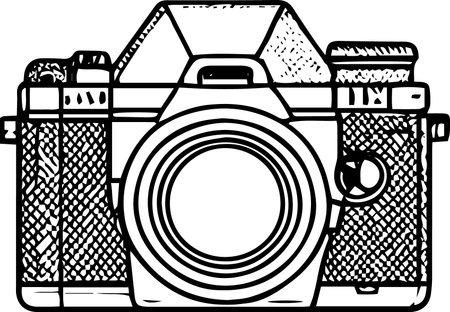 Camera.Vector illustration ready for vinyl cutting.Black and white.のイラスト素材