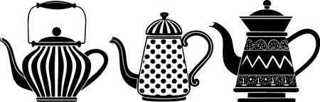 Coffee Pot and Teapot Silhouette Vector Illustrationのイラスト素材
