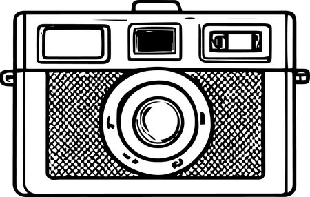 Vintage Camera on a white background.Vector illustration ready for vinyl cutting.のイラスト素材