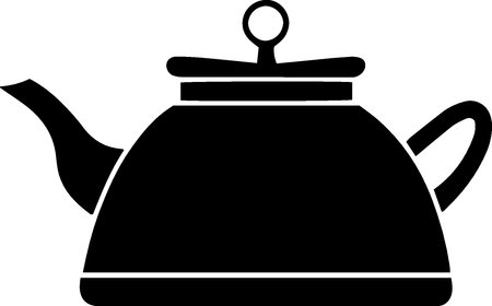 Black line Kettle icon isolated on white background. Teapot icon. Vector Illustrationのイラスト素材