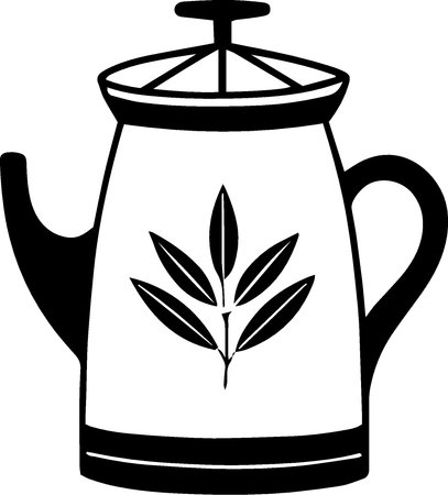 tea pot with leaves isolated on a white background, vector illustrationのイラスト素材