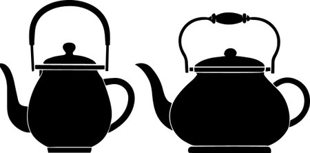 Teapot silhouettes isolated on white background. Vector illustration.のイラスト素材