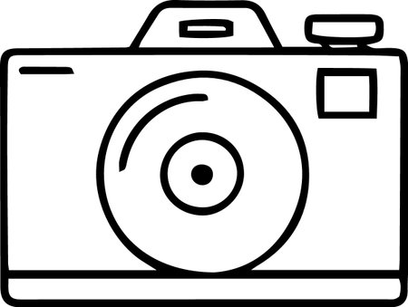 Black line Photo camera icon isolated on white background. Foto camera icon. Vector Illustrationのイラスト素材