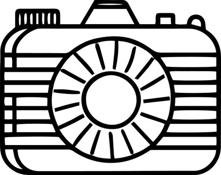 Black line Photo camera icon isolated on white background. Foto camera icon. Vector Illustrationのイラスト素材