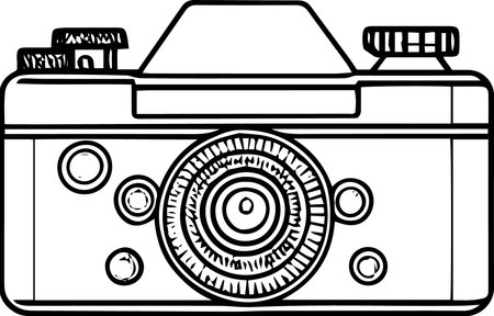 Retro Camera.Vector Illustration ready for vinyl cutting and tattoo.のイラスト素材