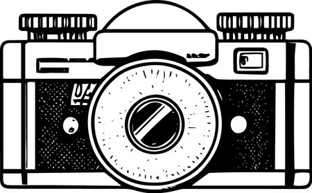 Retro Camera on a white background.Vector illustration ready for vinyl cutting.のイラスト素材