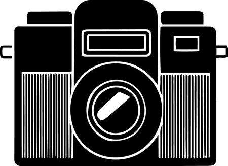 Retro camera icon isolated on white background. Vector Illustration.のイラスト素材