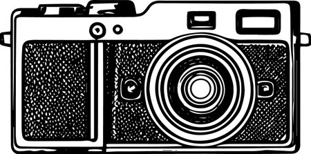 Vintage Camera on a white background.Vector illustration ready for vinyl cutting.のイラスト素材
