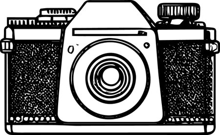 Retro Camera on a white background.Vector illustration ready for vinyl cutting.のイラスト素材