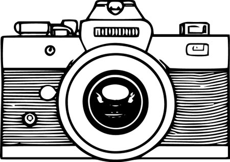 Vintage Camera on white background.Vector illustration ready for vinyl cutting.のイラスト素材
