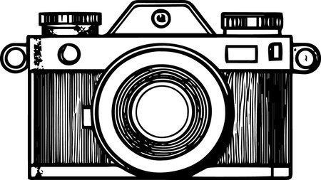 Retro Photo Camera.Vector illustration ready for vinyl cutting on white background.