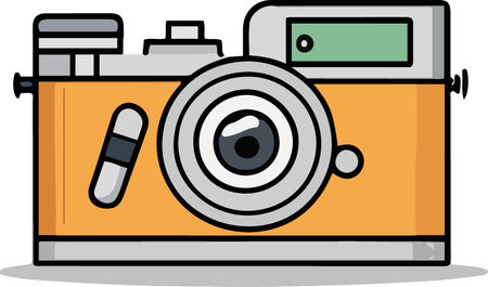 Retro Camera Vector Illustration Isolated On Transparent Background.のイラスト素材