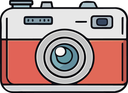 Illustration of a camera in a flat style on a white backgroundのイラスト素材