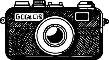 Retro Camera.Vector illustration ready for vinyl cutting or t-shirt design.のイラスト素材