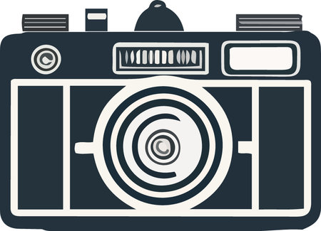 Illustration of a vintage camera icon set on isolated background done in retro style.のイラスト素材