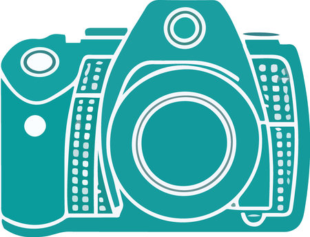 Illustration of a camera icon set on isolated background done in retro style.のイラスト素材