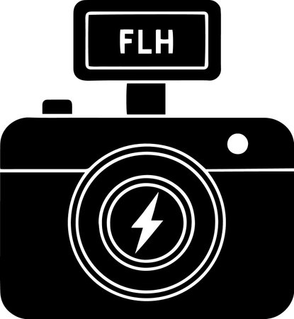 Camera with flash icon isolated on white background. Vector Illustration.のイラスト素材