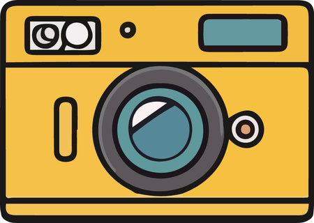 Illustration of a retro camera viewed from the side set on isolated white background.のイラスト素材