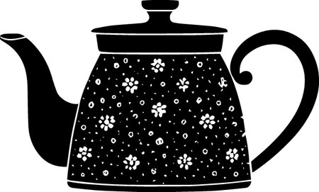 Teapot with floral pattern. Vector illustration ready for vinyl cutting.のイラスト素材