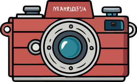 Illustration of a vintage camera on a white background, vector illustrationのイラスト素材