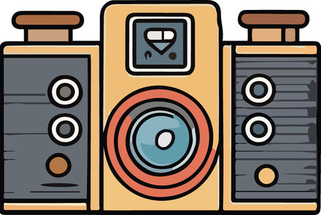 Illustration of a retro camera on a white background, vector illustrationのイラスト素材