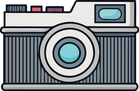 Illustration of a vintage camera on isolated white background done in cartoon style.のイラスト素材