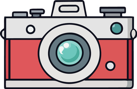 Illustration of a vintage camera on a white background, vector illustrationのイラスト素材