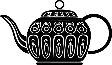 Teapot.French Ceramic Teapot.Vector illustration ready for vinyl cutting.のイラスト素材