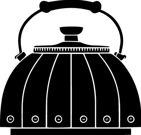 Black and White Illustration of a Teapot or Kettleのイラスト素材