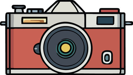 Illustration of a retro camera on a white background, vector illustrationのイラスト素材