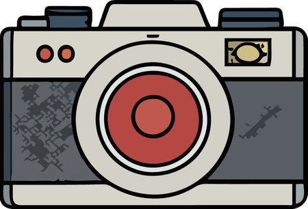 Illustration of an old camera on a white background, vector illustrationのイラスト素材