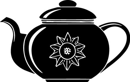 Teapot with a flower.Vector illustration ready for vinyl cutting.のイラスト素材