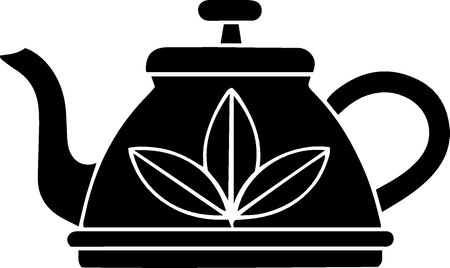 Teapot with leaves icon isolated on white background. Vector illustrationのイラスト素材