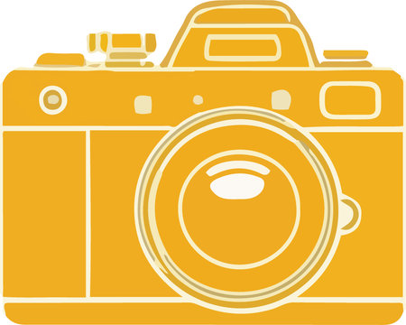 Illustration of a yellow camera on a white background. Vector illustrationのイラスト素材