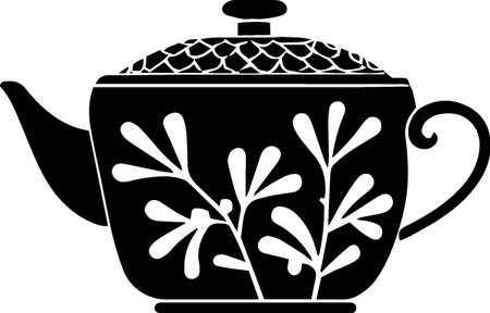 Teapot with floral ornament isolated on white background. Vector illustration.のイラスト素材