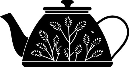 Teapot with wheat on a white background. Vector illustration.のイラスト素材