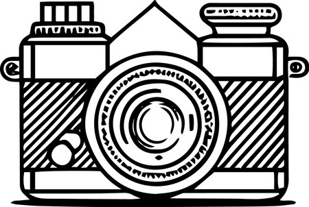 Retro Camera.Vector illustration ready for vinyl cutting on white background.のイラスト素材