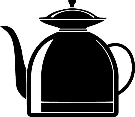 teapot icon isolated on white background. black and white vector illustrationのイラスト素材