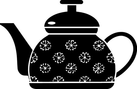 Black tea pot icon isolated on white background. Vector Illustration.のイラスト素材