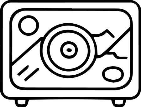 Black line Old gramophone icon isolated on white background. Vector Illustrationのイラスト素材