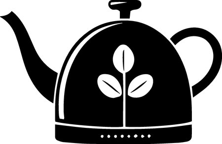 Teapot with a branch of a plant. Vector illustration.のイラスト素材