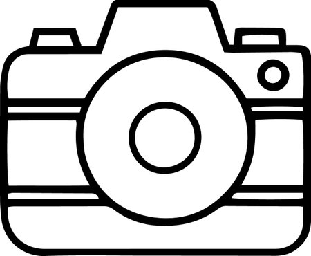 Black line Photo camera icon isolated on white background. Foto camera icon. Vector Illustrationのイラスト素材