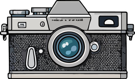 Illustration of a retro camera on a white background, vector illustrationのイラスト素材